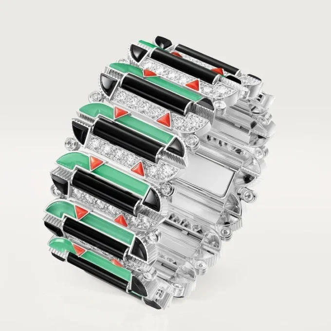 Geometrie & Contrastes-armband, chrysopraas, bezet