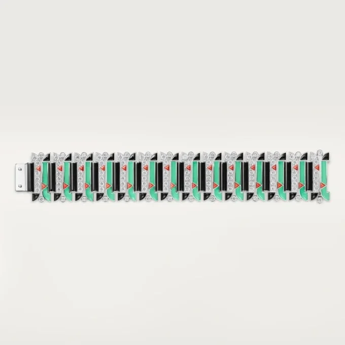 Geometrie & Contrastes-armband, chrysopraas, bezet