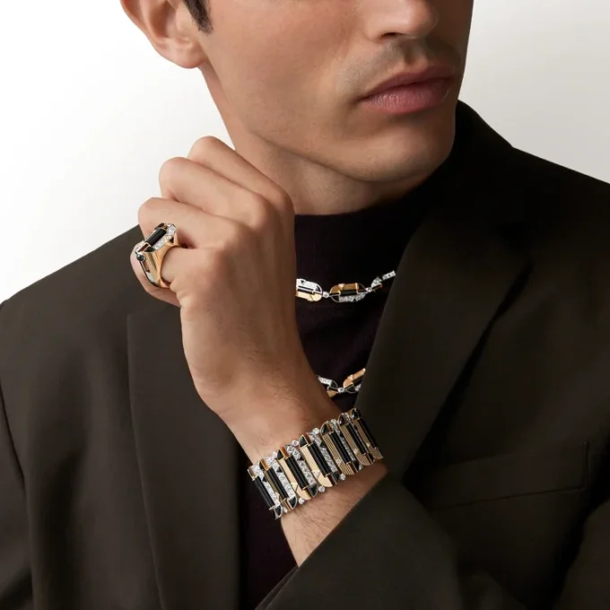 Geometrie & Contrastes-armband, onyx, bezet
