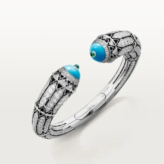 Geometrie & Contrastes-armband, turkoois, bezet