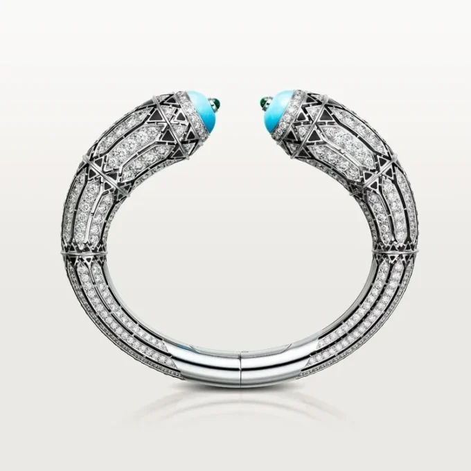 Geometrie & Contrastes-armband, turkoois, bezet