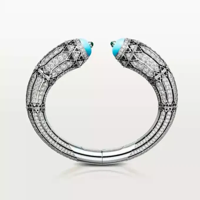 Geometrie & Contrastes-armband, turkoois, bezet
