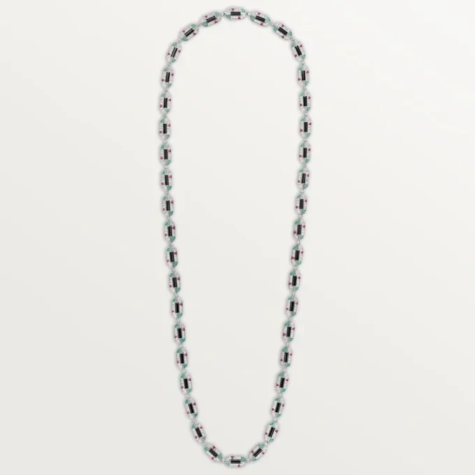 Geometrie & Contrastes-halsketting, chrysopraas, multi-wear, bezet