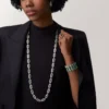 Geometrie & Contrastes-halsketting, chrysopraas, multi-wear, bezet