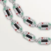Geometrie & Contrastes-halsketting, chrysopraas, multi-wear, bezet
