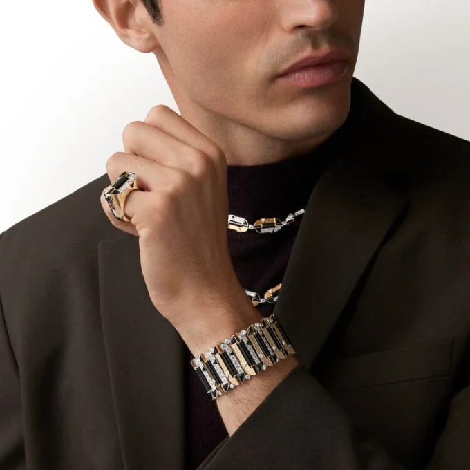 Geometrie & Contrastes ketting, onyx, multi-wear, bezet