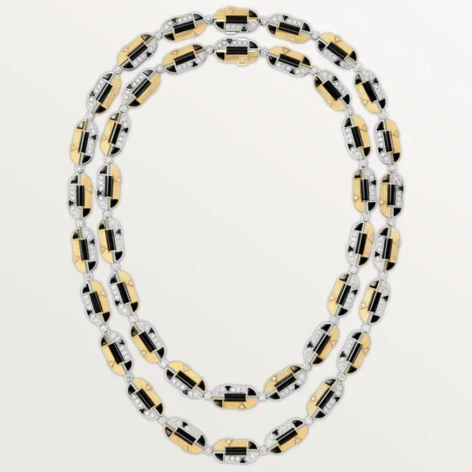 Geometrie & Contrastes ketting, onyx, multi-wear, bezet