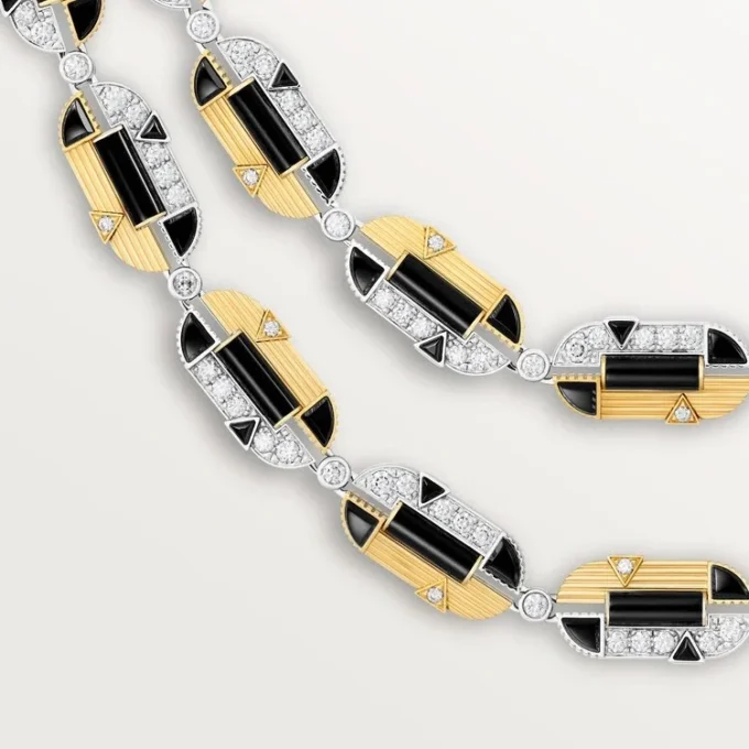 Geometrie & Contrastes ketting, onyx, multi-wear, bezet