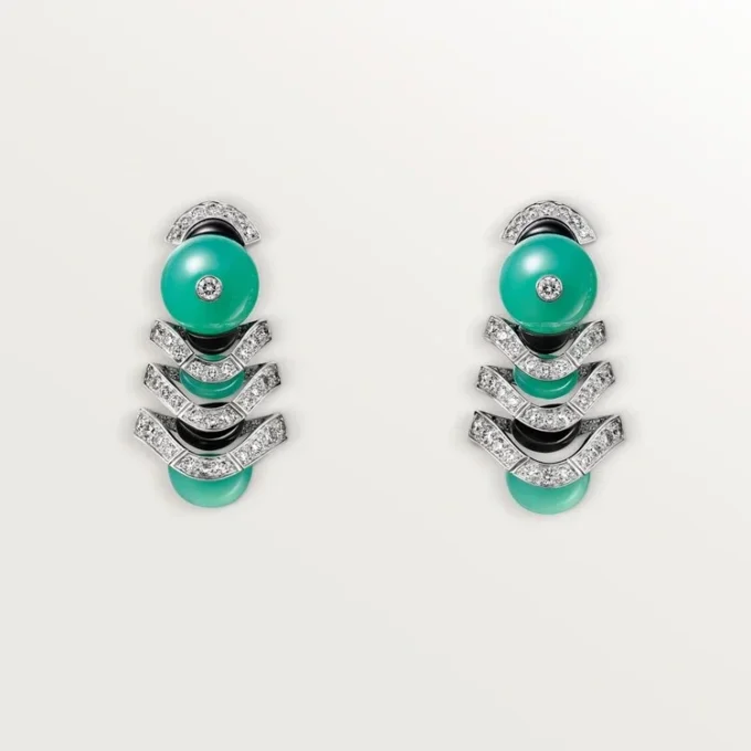 Geometrie & Contrastes oorbellen, chrysopraas, bezet