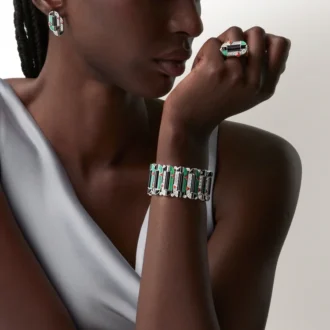 Geometrie & Contrastes-armband, chrysopraas, bezet