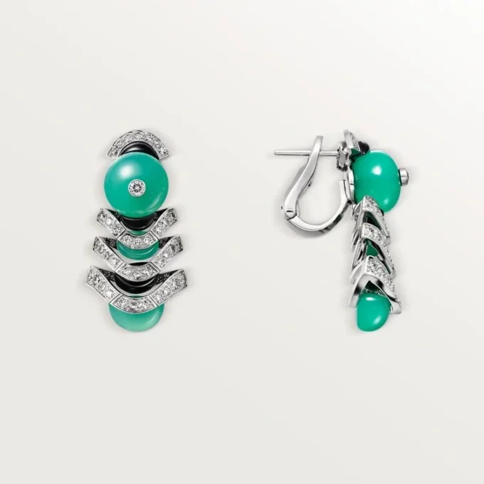 Geometrie & Contrastes oorbellen, chrysopraas, bezet