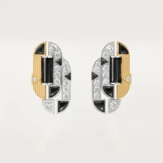 Geometrie & Contrastes Oorbellen, Onyx, Paved