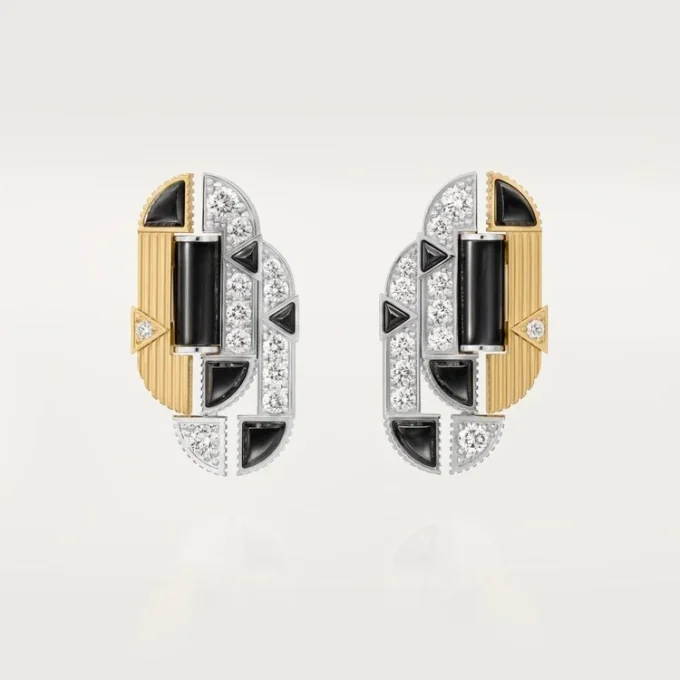 Geometrie & Contrastes Oorbellen, Onyx, Paved
