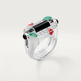 Geometrie & Contrastes-ring, chrysopraas, bezet