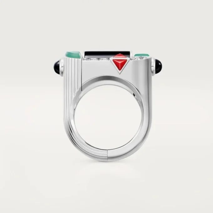 Geometrie & Contrastes-ring, chrysopraas, bezet