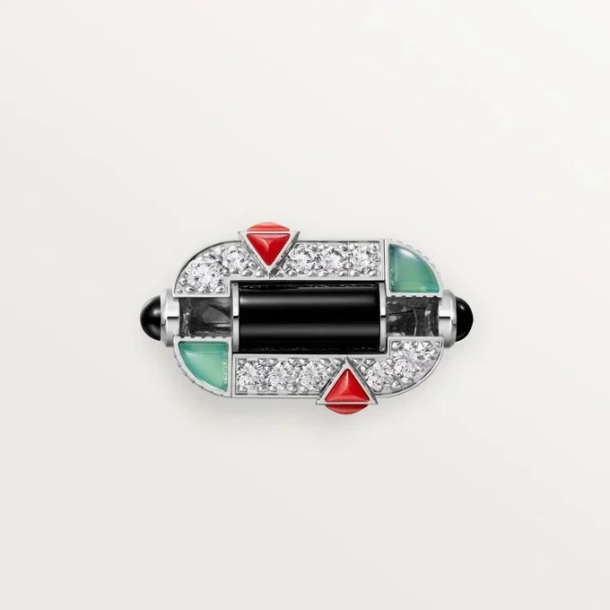 Geometrie & Contrastes-ring, chrysopraas, bezet