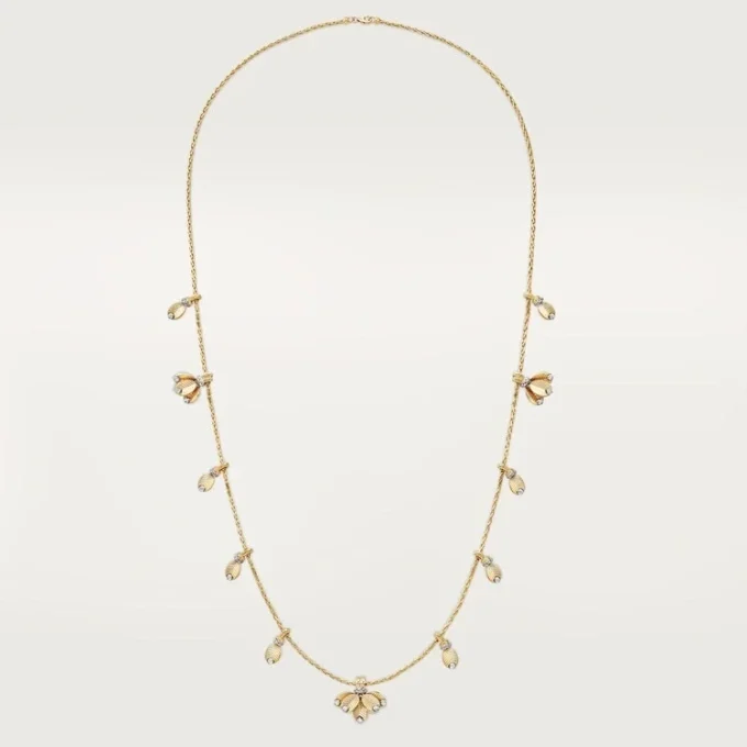 Grain De Cafe lange ketting, diamanten