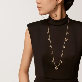 Grain De Cafe lange ketting, diamanten