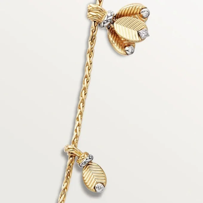 Grain De Cafe lange ketting, diamanten