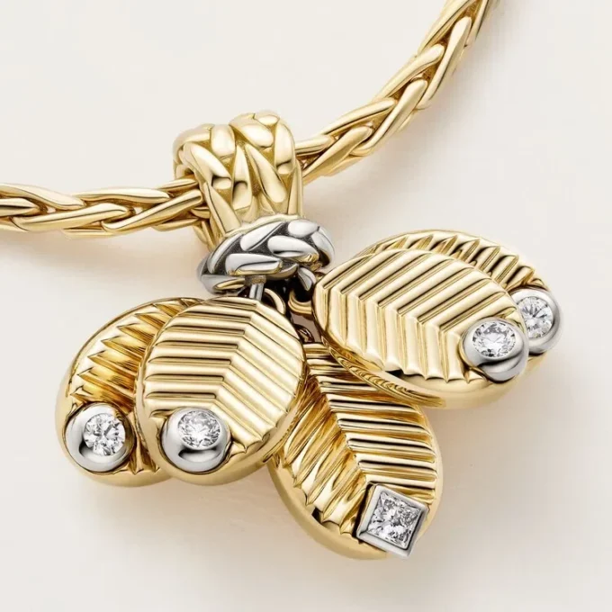 Grain De Cafe lange ketting, diamanten