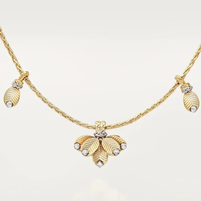 Grain De Cafe lange ketting, diamanten