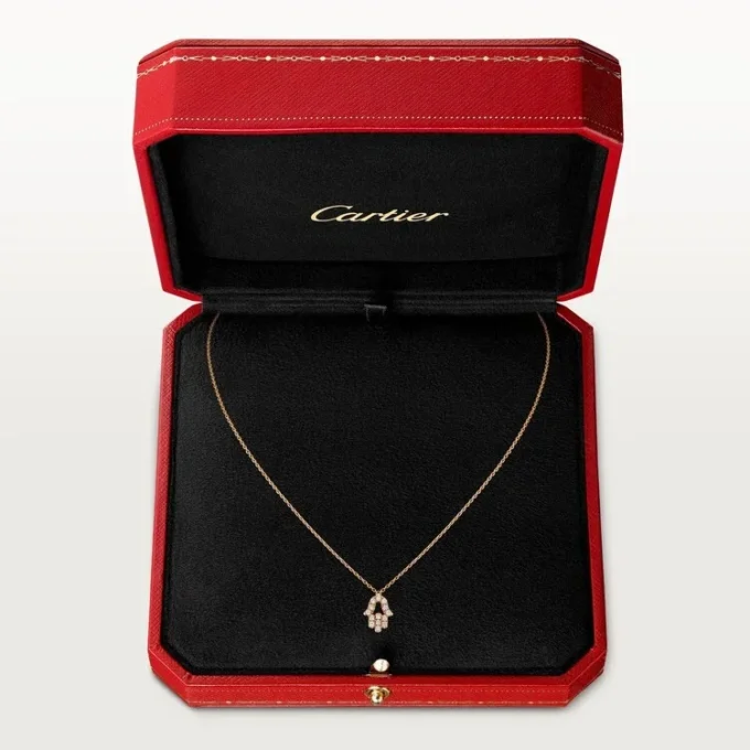 Hanger met hartjes en symbolen – Roze goud, diamanten – Cartier