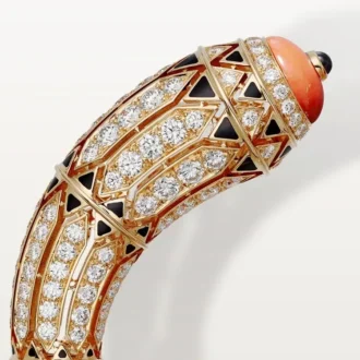 High Jewelry-armband – Roségoud, koraal, onyx, zwarte lak, diamanten – Cartier