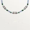 High Jewelry-ketting – Witgoud, chalcedoon, skarn, turkoois, zwarte lak, diamanten – Cartier