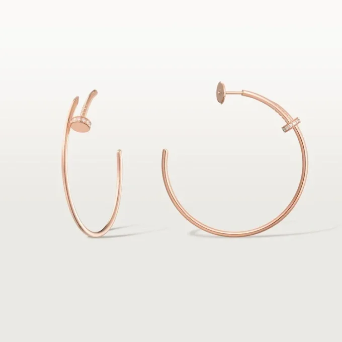 Juste Un Clou-oorbellen – Roze goud, diamanten – Cartier