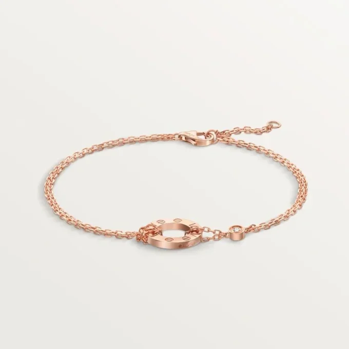 Love-armband, aan ketting, 2 diamanten