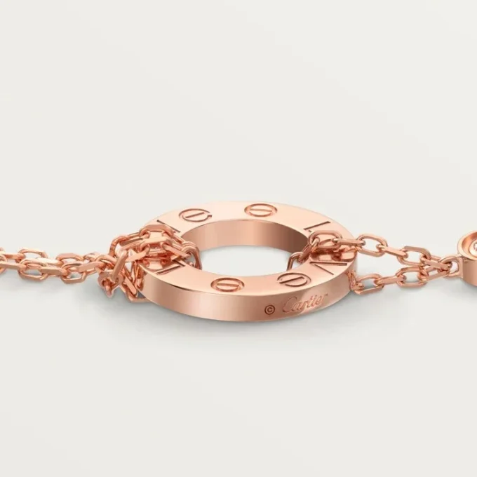 Love-armband, aan ketting, 2 diamanten