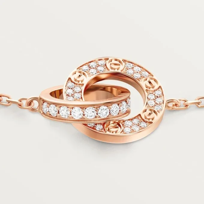 Love-armband, aan ketting, bezet