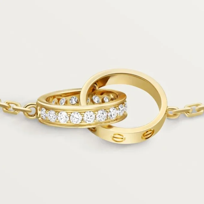 Love-armband, aan ketting, half bezet