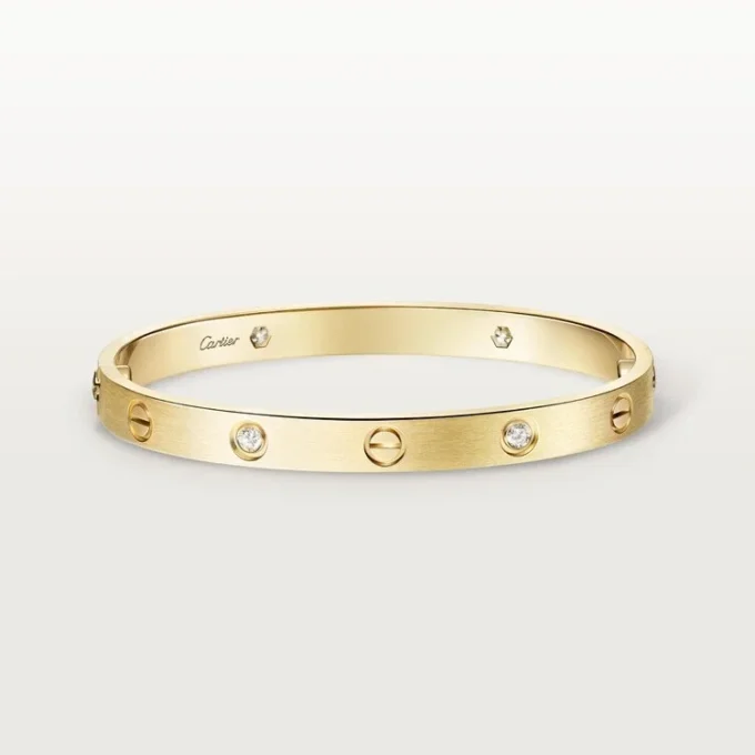 Love-armband, klassiek model, geborsteld, 4 diamanten