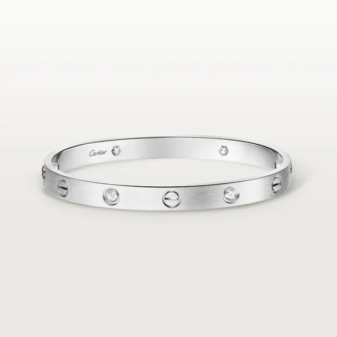 Love-armband, klassiek model, geborsteld, 4 diamanten