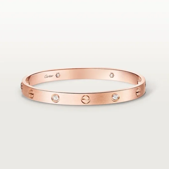 Love-armband, klassiek model, geborsteld, 4 diamanten