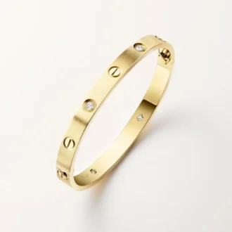 Love-armband, klassiek model, geborsteld, 4 diamanten