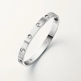 Love-armband, klassiek model, geborsteld, 4 diamanten
