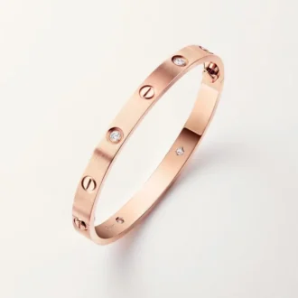 Love-armband, klassiek model, geborsteld, 4 diamanten