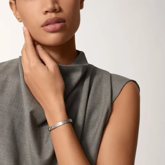 Love-armband, klassiek model, geborsteld, 4 diamanten