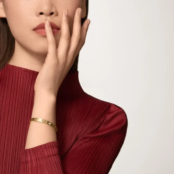 Love-armband, klassiek model, geborsteld, 4 diamanten