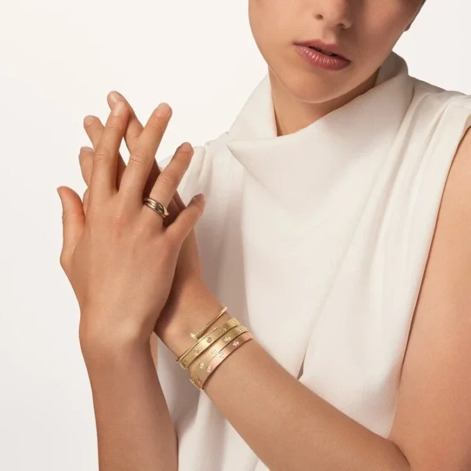 Love-armband, klassiek model, geborsteld, 4 diamanten