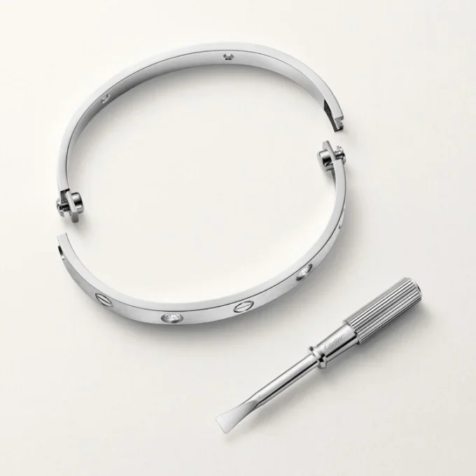 Love-armband, klassiek model, geborsteld, 4 diamanten