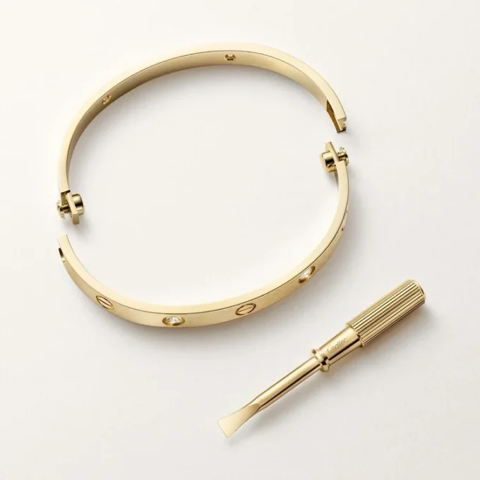 Love-armband, klassiek model, geborsteld, 4 diamanten