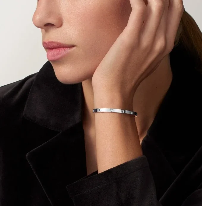 Love-armband, klein model, 6 diamanten
