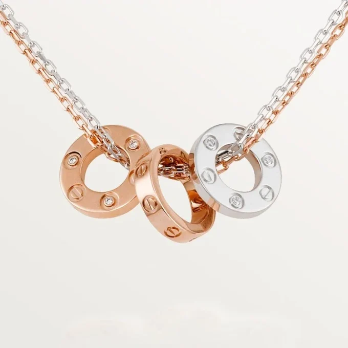 Love-ketting, 6 diamanten – roségoud, witgoud, diamanten – Cartier
