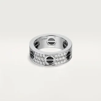 Love-ring, bezet met diamanten, keramiek – Witgoud, keramiek, diamanten – Cartier