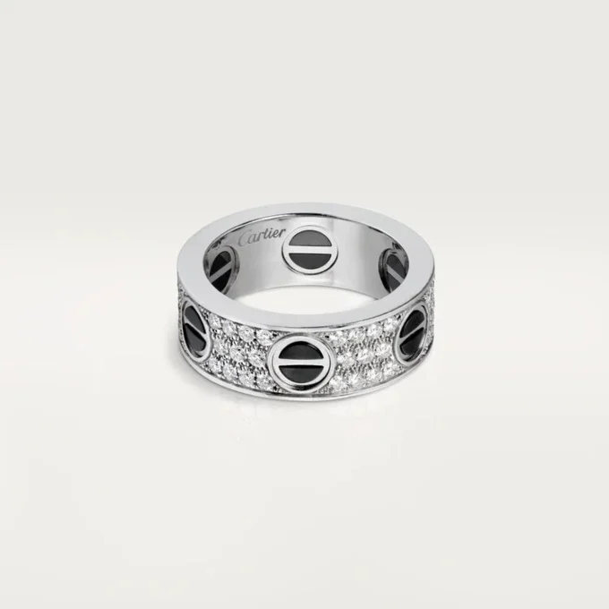 Love-ring, bezet met diamanten, keramiek – Witgoud, keramiek, diamanten – Cartier