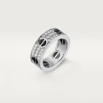 Love-ring, bezet met diamanten, keramiek – Witgoud, keramiek, diamanten – Cartier