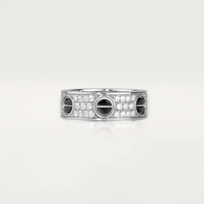 Love-ring, bezet met diamanten, keramiek – Witgoud, keramiek, diamanten – Cartier